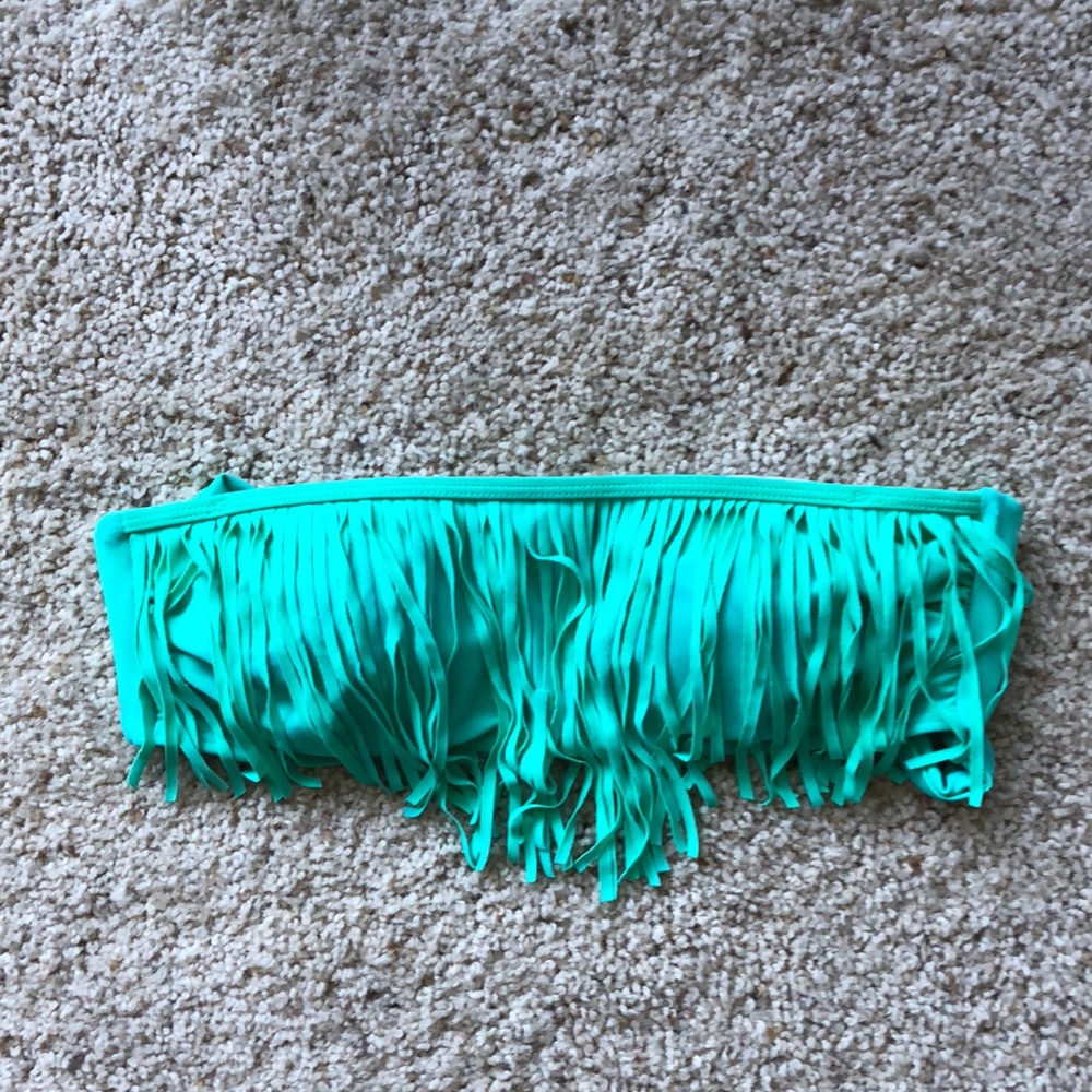 Turquoise strapless swim top